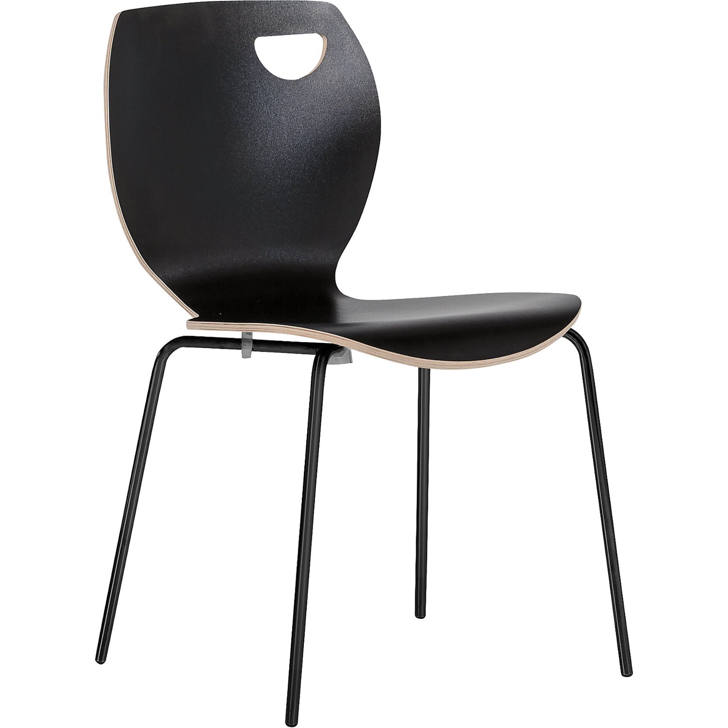 Laura stacking chair, stackable, pack of 4, black/black.