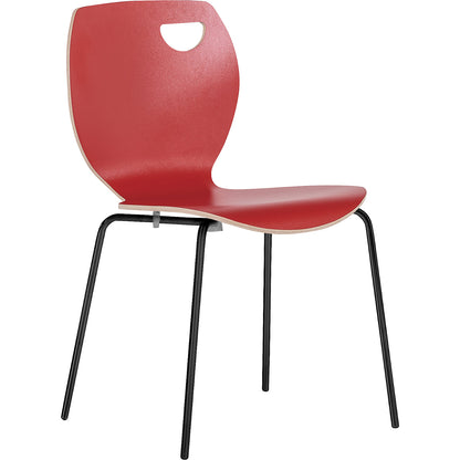 Laura stacking chair, stackable, pack of 4, red/black.