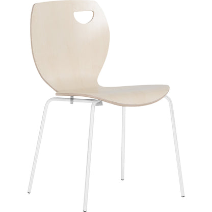 Laura stacking chair, stackable, pack of 4, birch/white.
