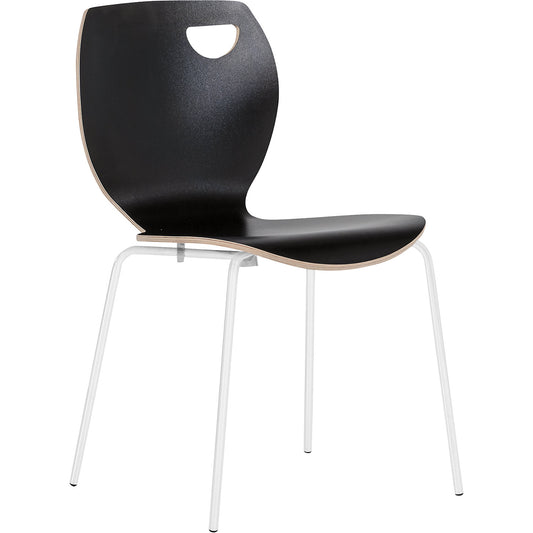 Laura stacking chair, stackable, pack of 4, black/white.
