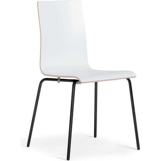 Alma stacking chair, stackable, pack of 4, white/black.