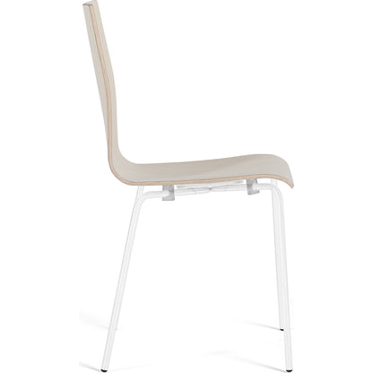 Alma stacking chair, stackable, pack of 4, birch/white.