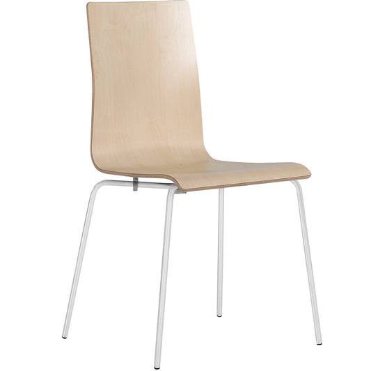Alma stacking chair, stackable, pack of 4, birch/white.