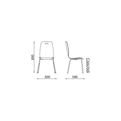 Alina stacking chair, stackable, pack of 4, white/black.