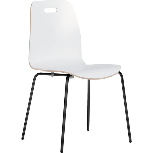 Alina stacking chair, stackable, pack of 4, white/black.