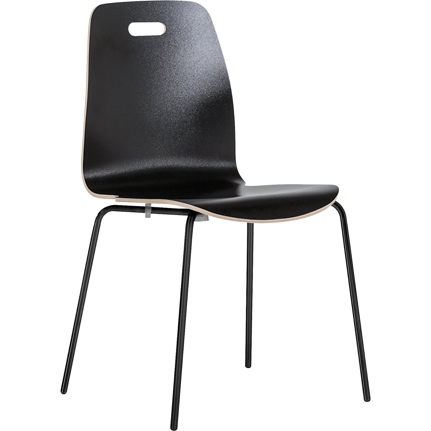 Alina stacking chair, stackable, pack of 4, black/black.