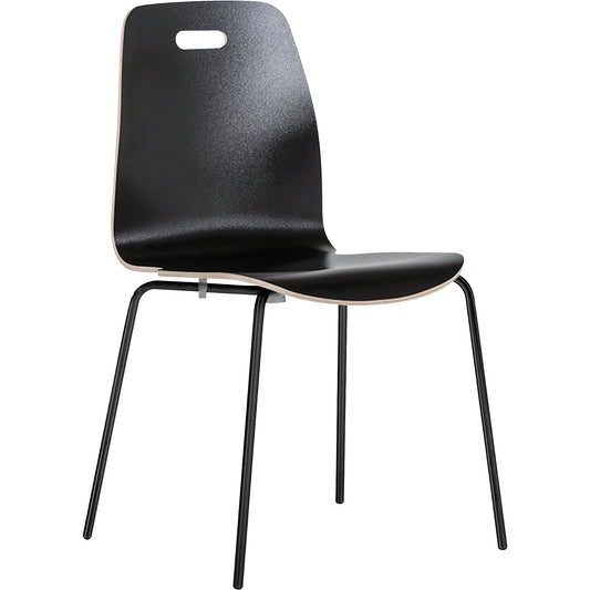 Alina stacking chair, stackable, pack of 4, black/black.
