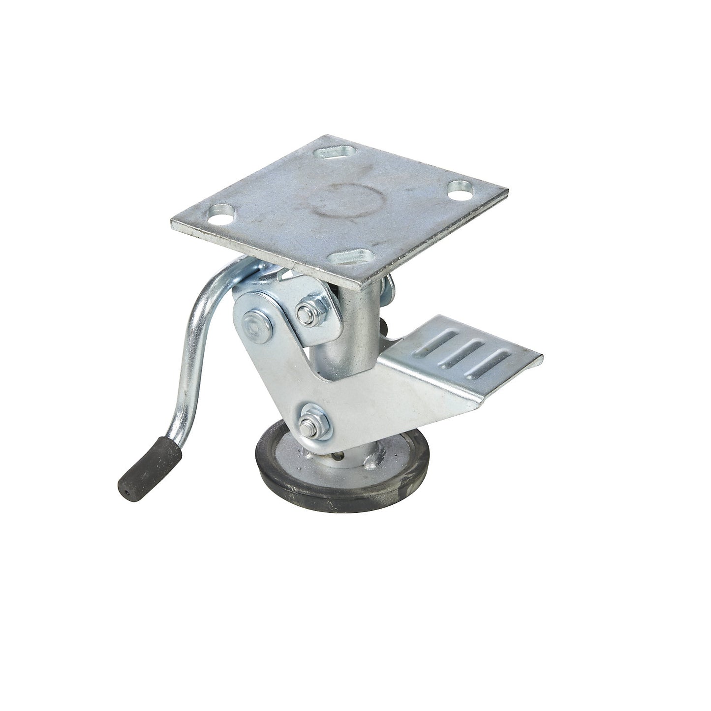 Wheel stop, for electric stackers, rubber foot.