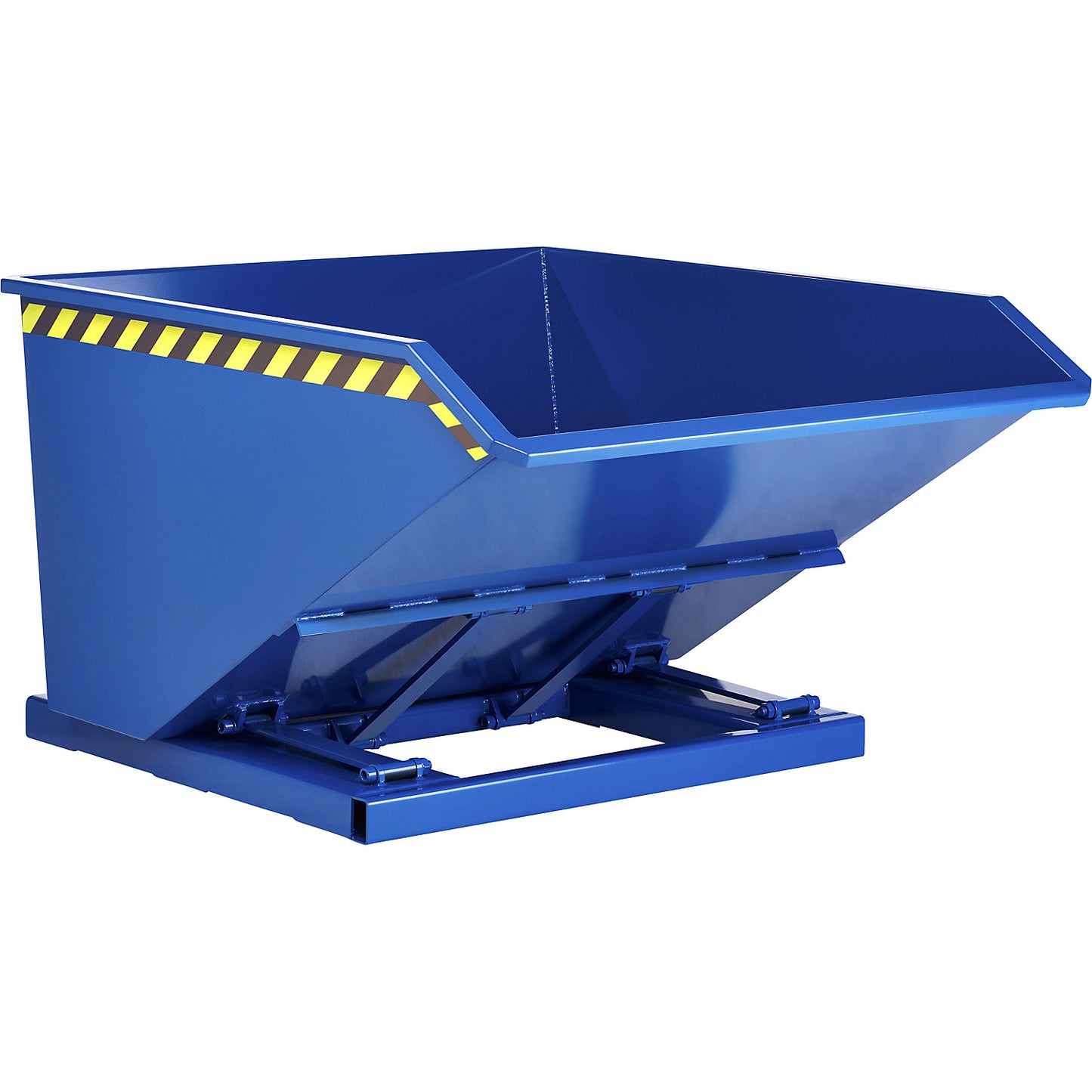 Tipping skip, low loading edge height, capacity 0.3 m³, gentian blue.