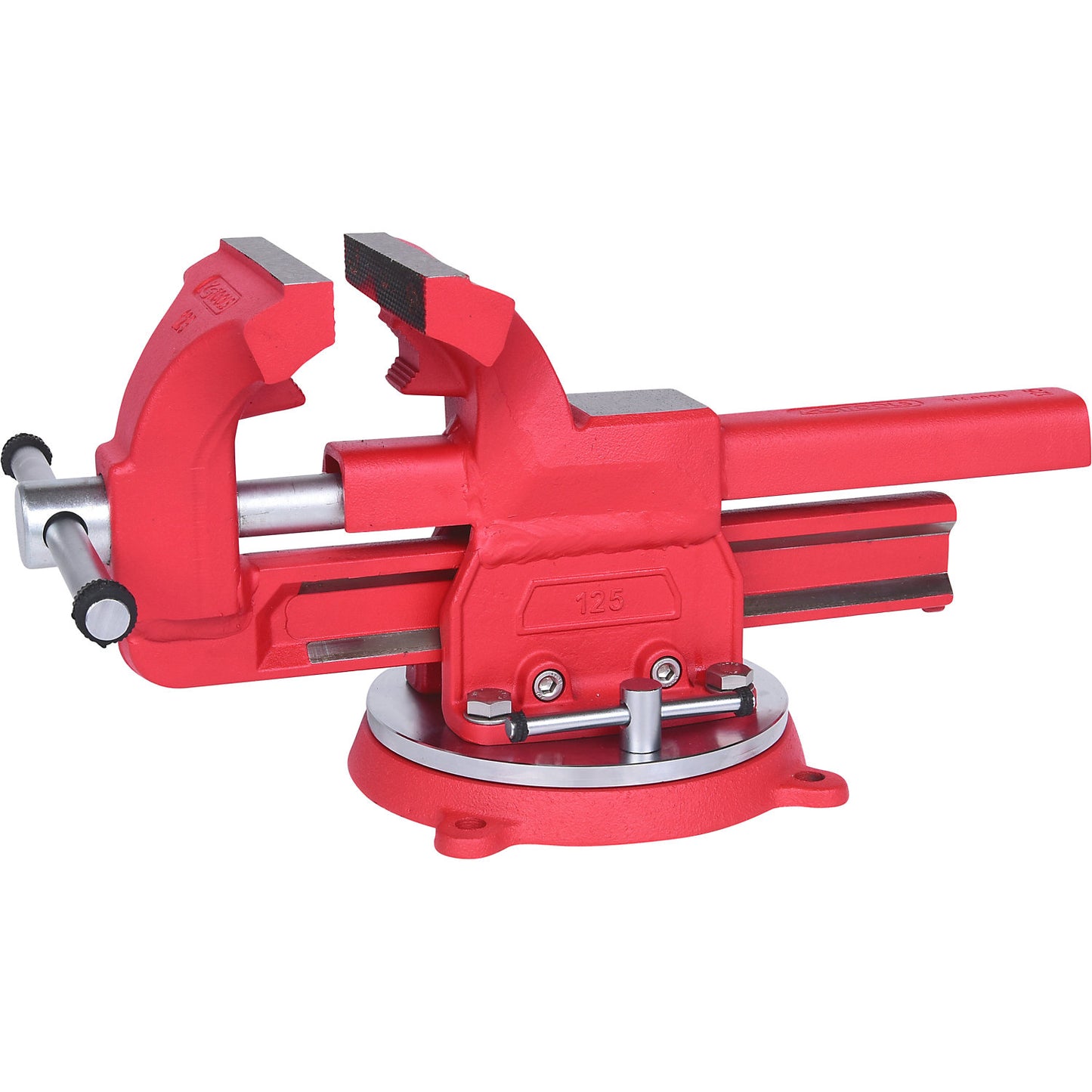 Parallel vice with round plate, jaw length 120 mm, pipe clamping jaw.