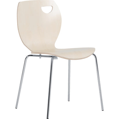 Laura stacking chair, stackable, pack of 4, birch/chrome.