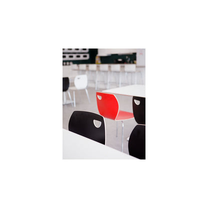 Laura stacking chair, stackable, pack of 4, red/black.