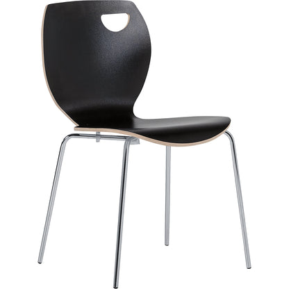 Laura stacking chair, stackable, pack of 4, black/chrome.