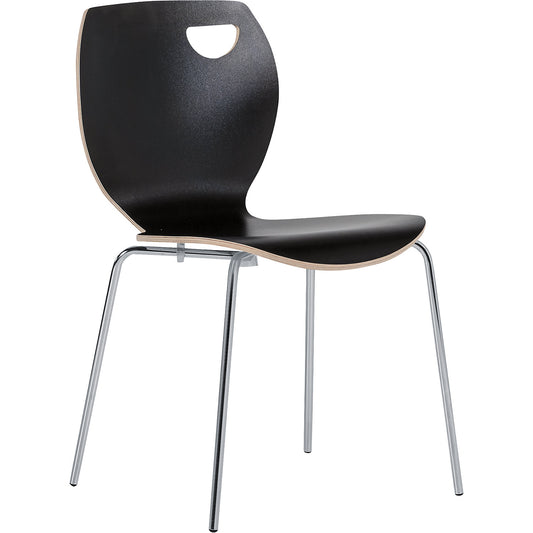 Laura stacking chair, stackable, pack of 4, black/chrome.