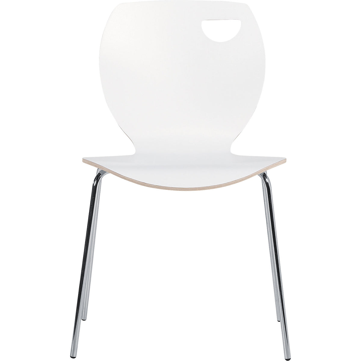 Laura stacking chair, stackable, pack of 4, white/chrome.