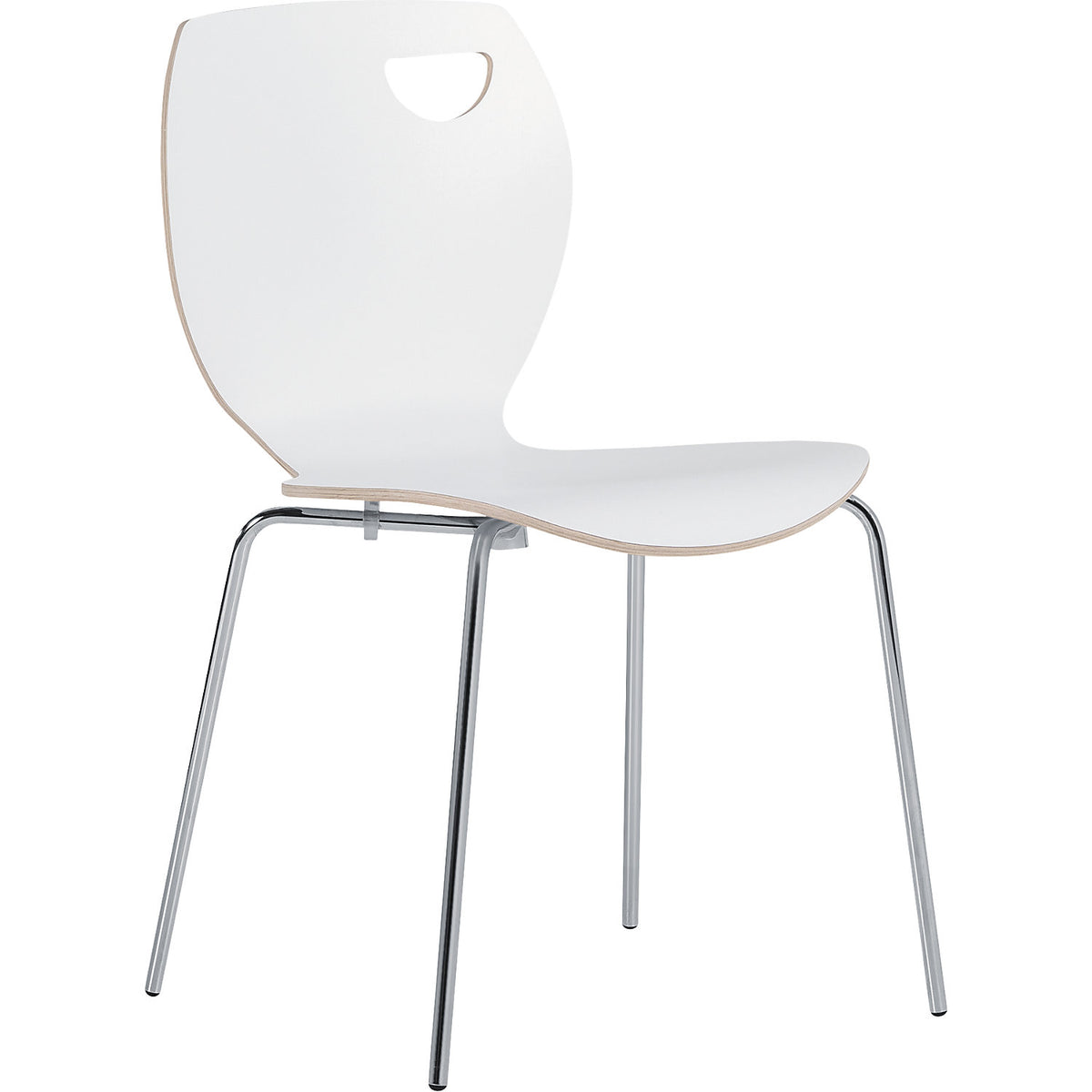Laura stacking chair, stackable, pack of 4, white/chrome.