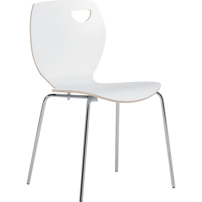 Laura stacking chair, stackable, pack of 4, white/chrome.
