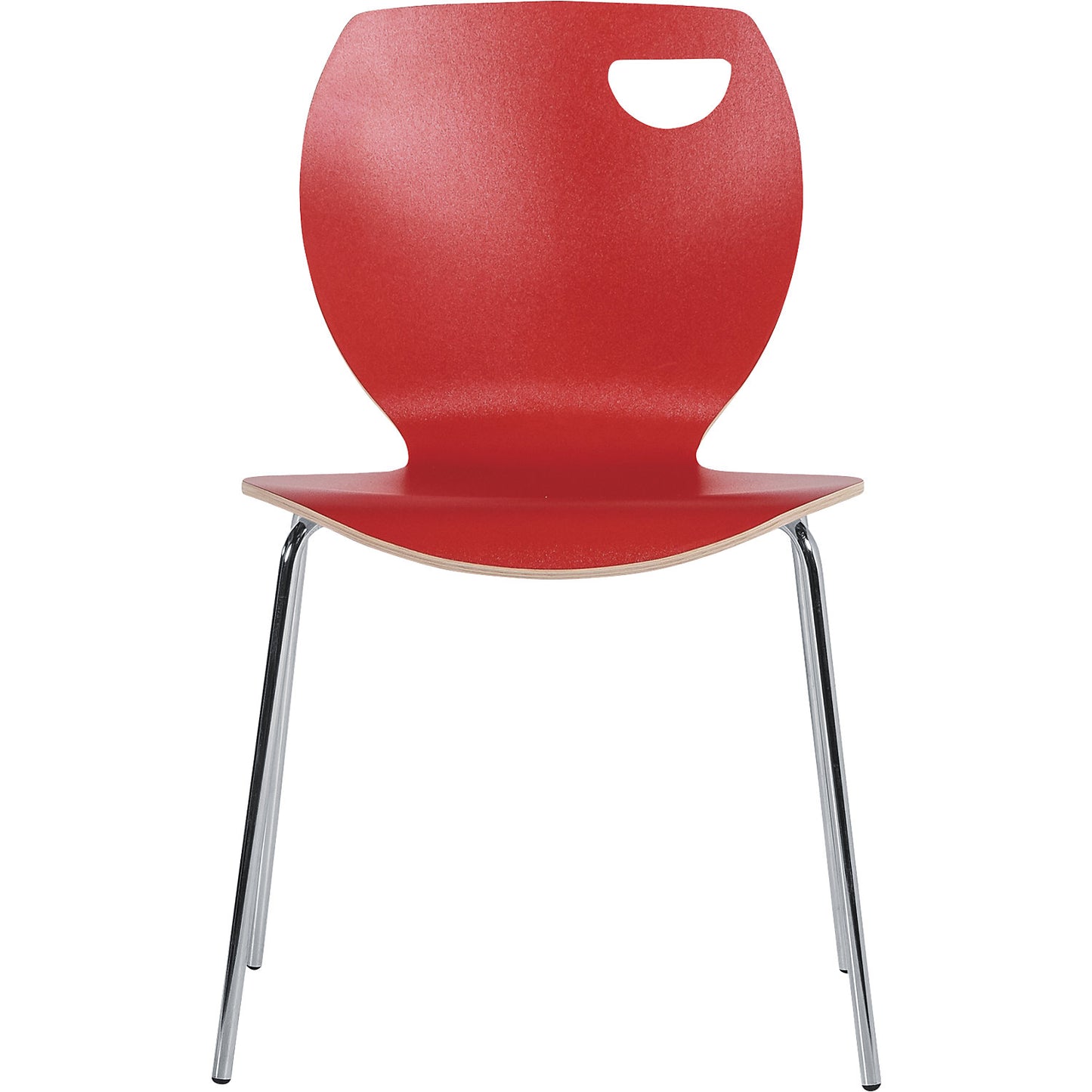 Laura stacking chair, stackable, pack of 4, red/chrome.