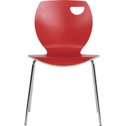 Laura stacking chair, stackable, pack of 4, red/chrome.