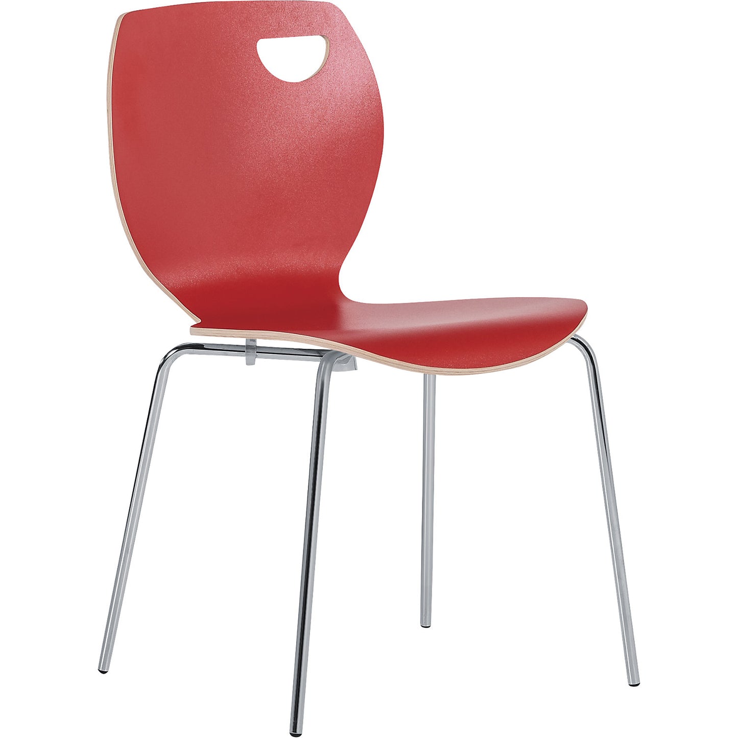 Laura stacking chair, stackable, pack of 4, red/chrome.