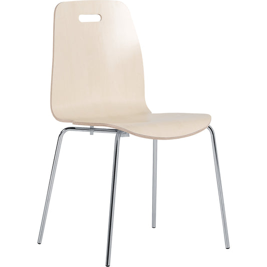 Alina stacking chair, stackable, pack of 4, birch/chrome.