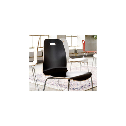 Alina stacking chair, stackable, pack of 4, black/chrome.