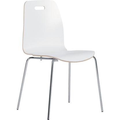 Alina stacking chair, stackable, pack of 4, white/chrome.