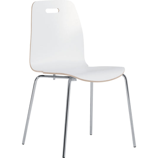 Alina stacking chair, stackable, pack of 4, white/chrome.