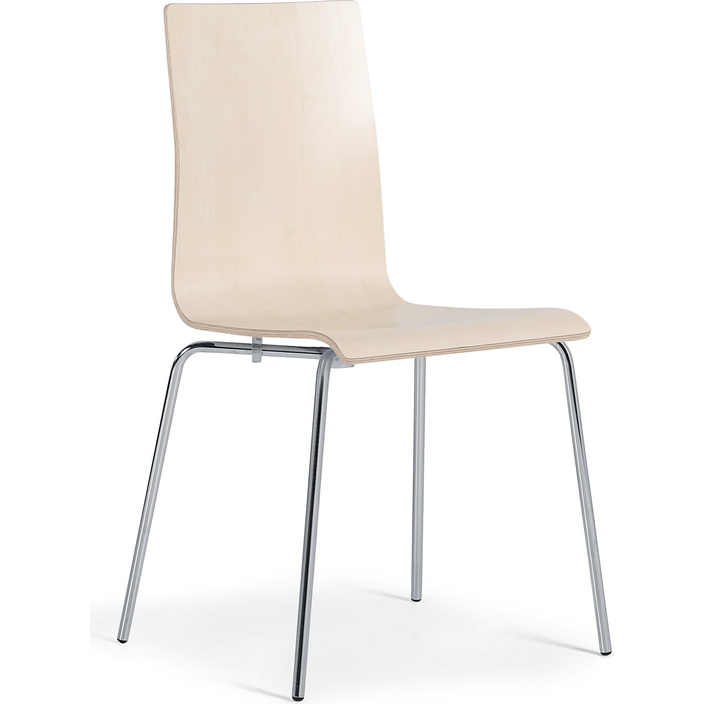 Alma stacking chair, stackable, pack of 4, birch/chrome.