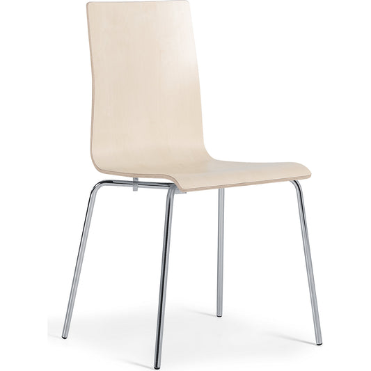 Alma stacking chair, stackable, pack of 4, birch/chrome.