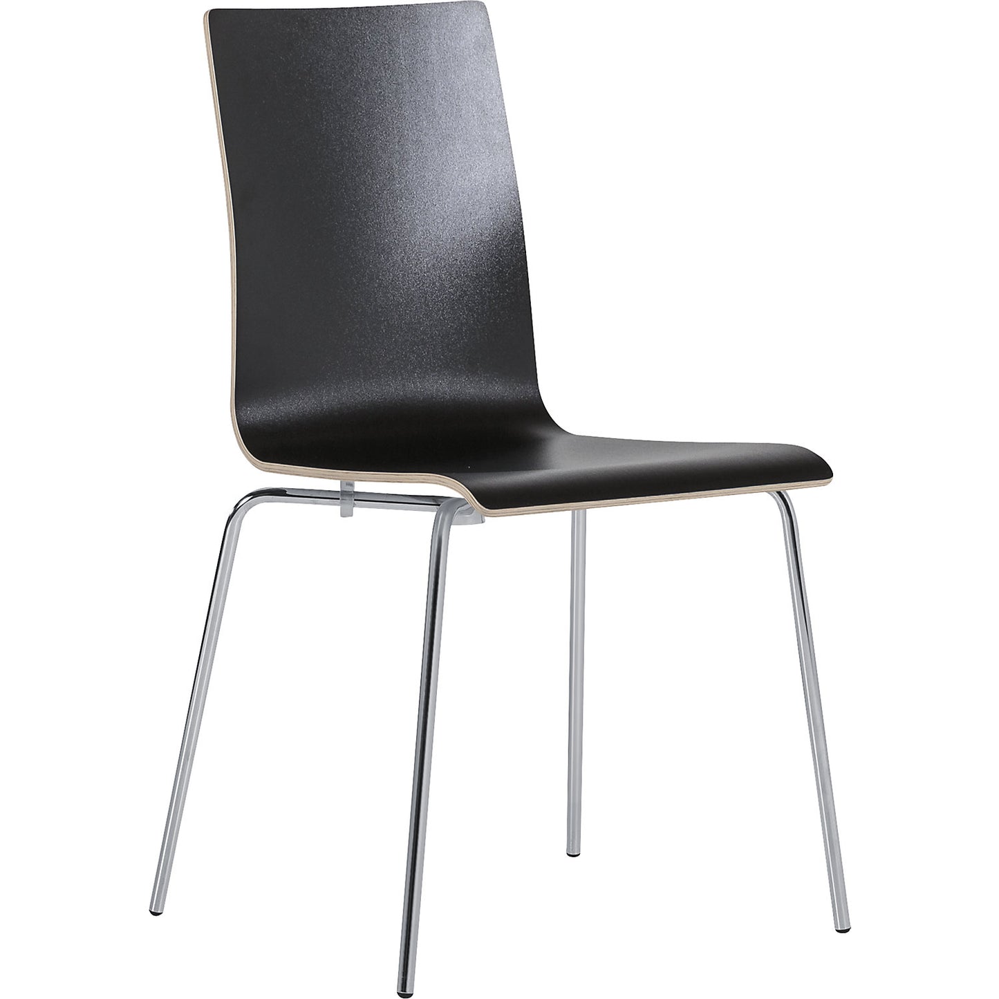Alma stacking chair, stackable, pack of 4, black/chrome.