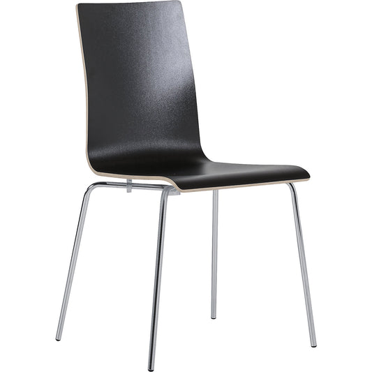 Alma stacking chair, stackable, pack of 4, black/chrome.