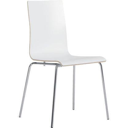 Alma stacking chair, stackable, pack of 4, white/chrome.