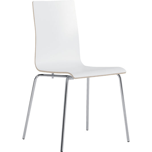 Alma stacking chair, stackable, pack of 4, white/chrome.
