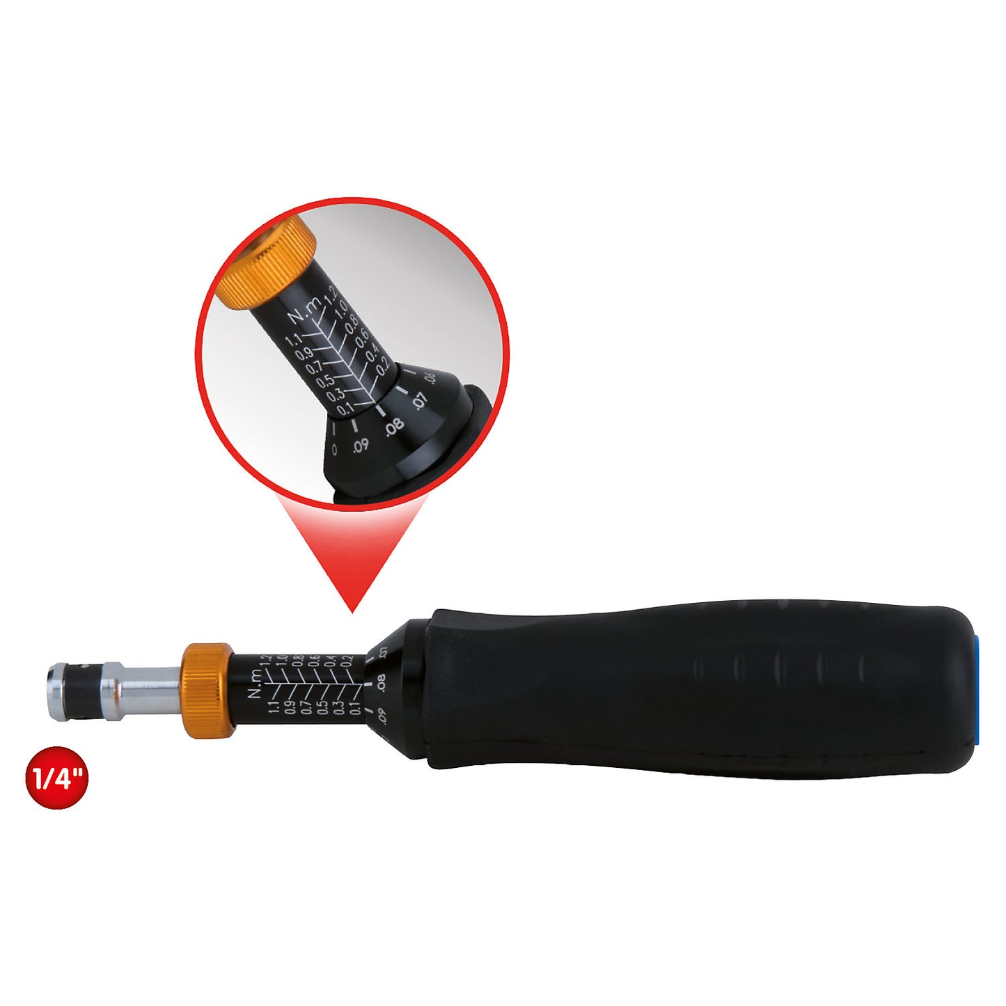 1/4'' torque screwdriver, graduation (mechanical), 10 - 120 cNm.
