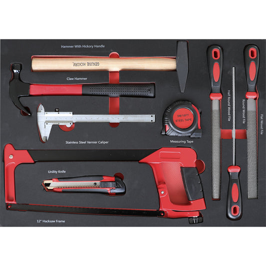 Tool shadow board, universal tool, for WxD 525 x 390 mm, 9 parts.