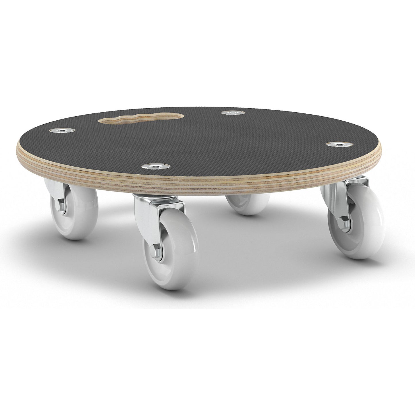 MaxiGRIP transport dolly, round, GH 1108, phenolic plywood panel, Ø 380 mm, max. load 250 kg.