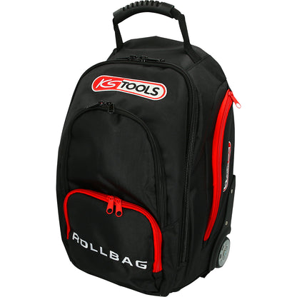 SMARTBACKPACK backpack, with telescopic trolley, black / red.