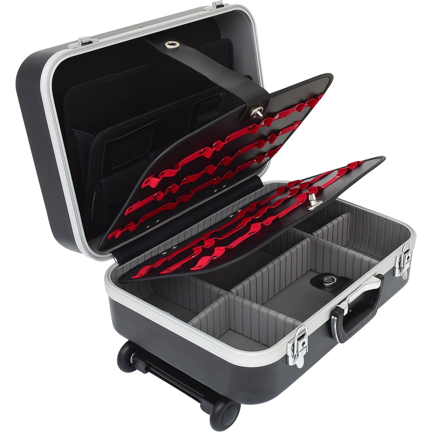 ABS hard protective case with telescopic trolley, LxWxH 435 x 310 x 160 mm, black.