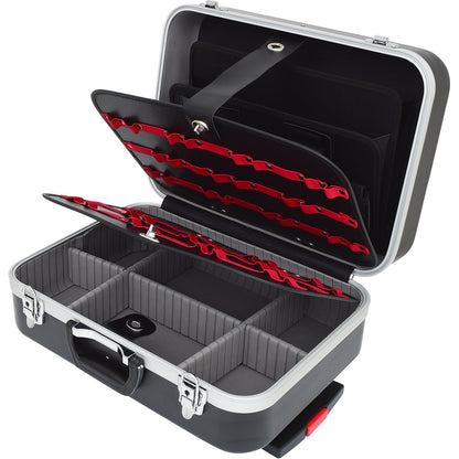 ABS hard protective case with telescopic trolley, LxWxH 435 x 310 x 160 mm, black.