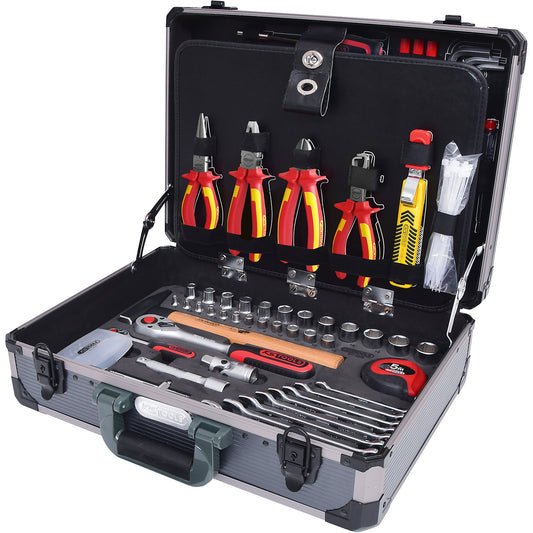 1/4'' + 1/2'' electricians' tool case, 128 parts, FlankTraction.