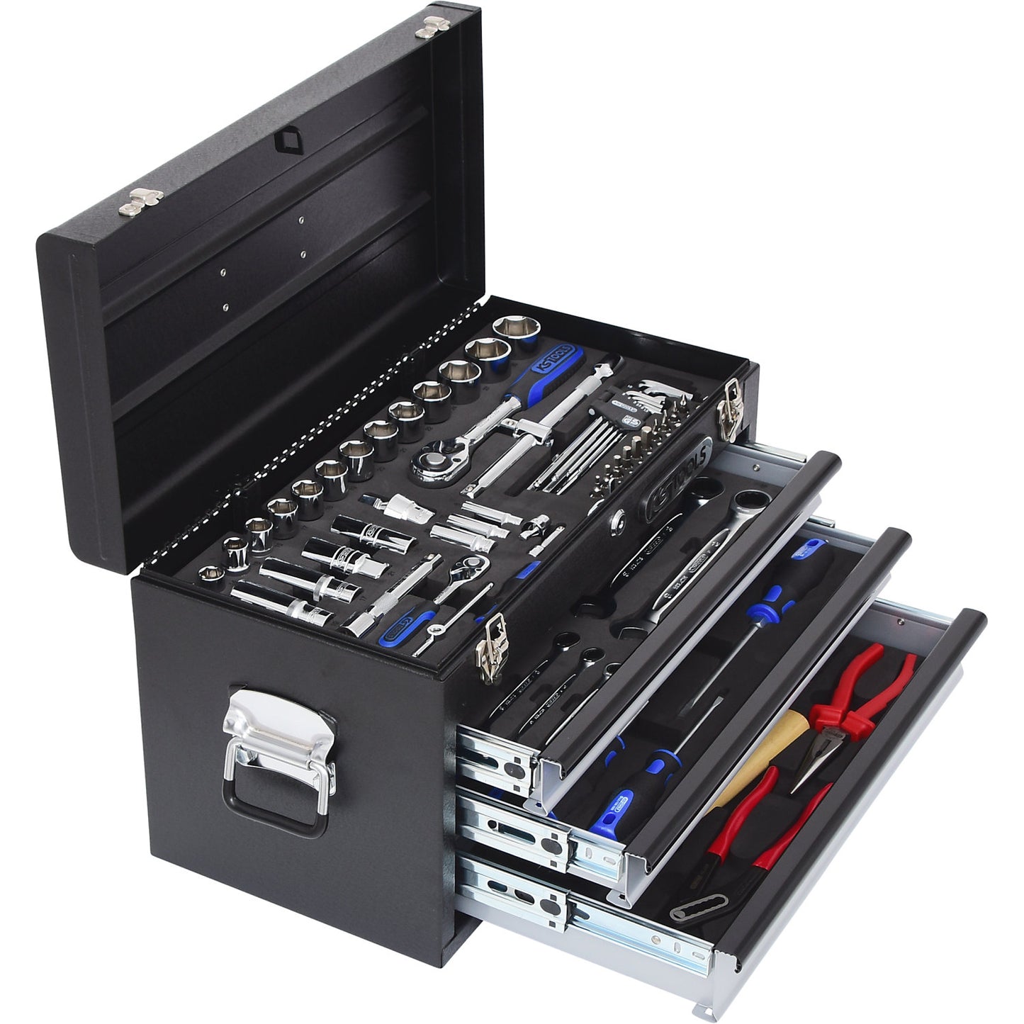 1/4'' + 1/2'' CHROMEplus universal tool set, GEAR, 99 parts, flank traction.