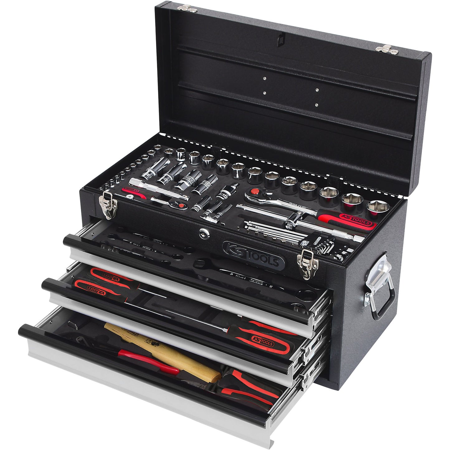 1/4'' + 1/2'' CHROMEplus universal tool set, GEAR, 99 parts, flank traction.