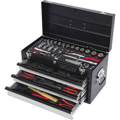1/4'' + 1/2'' CHROMEplus universal tool set, GEAR, 99 parts, flank traction.