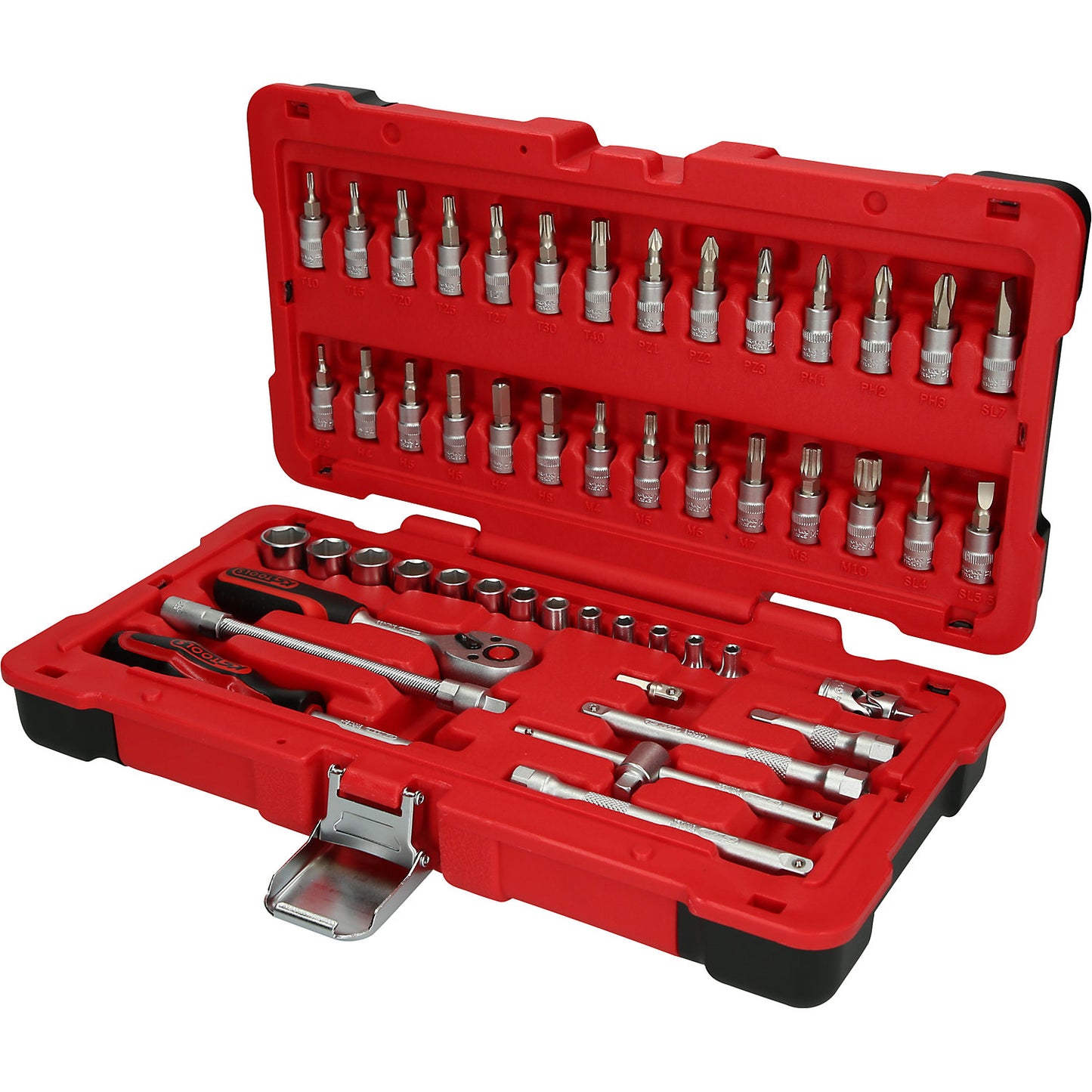 1/4'' socket set, 50 parts, flank traction.