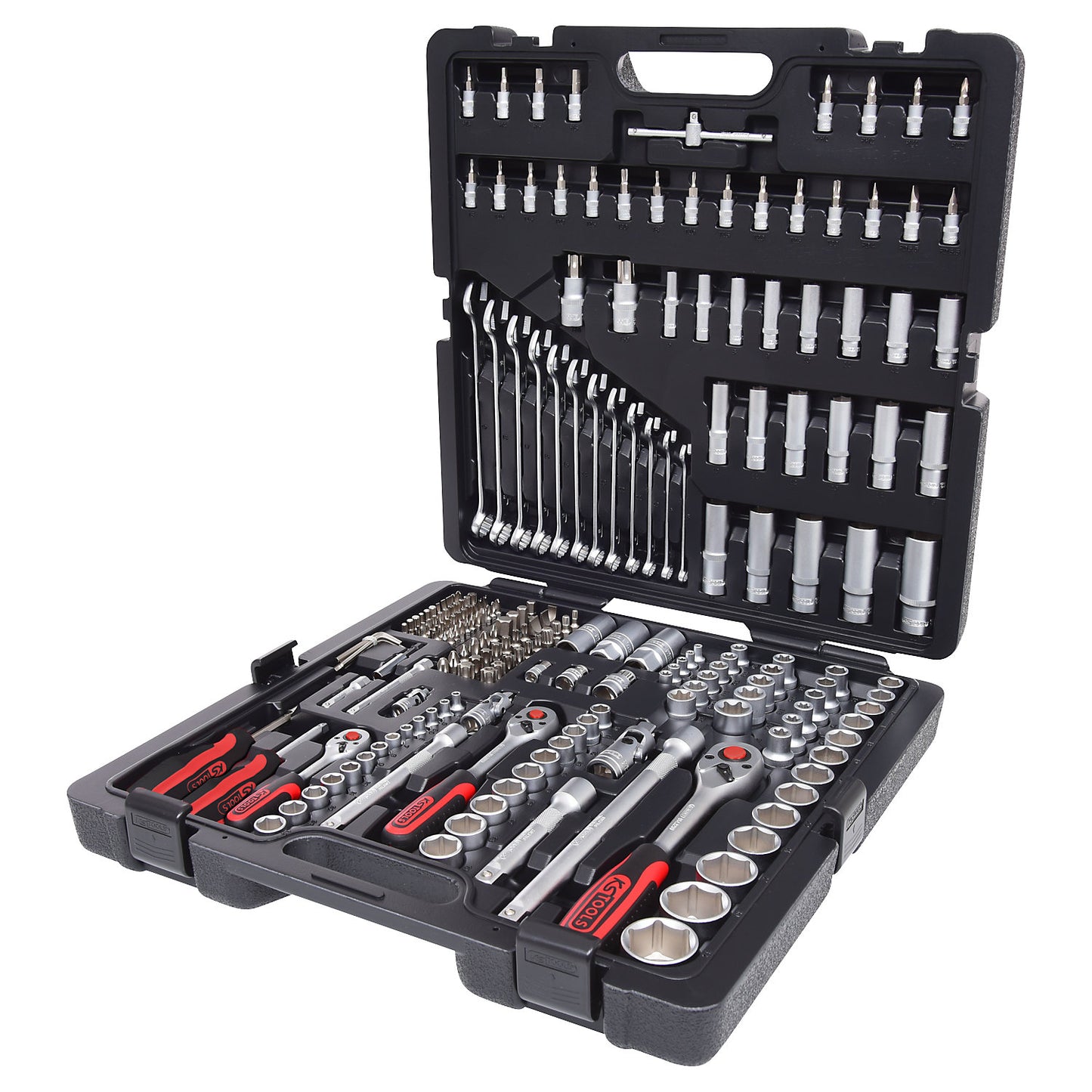 1/4'' + 3/8'' + 1/2'' socket set, 216 parts, chrome plated matt satin finish.