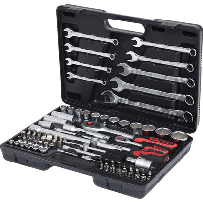 1/4'' + 1/2'' box spanner set, 82 parts, reversible.