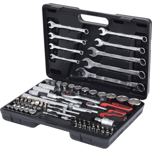 1/4'' + 1/2'' box spanner set, 82 parts, reversible.