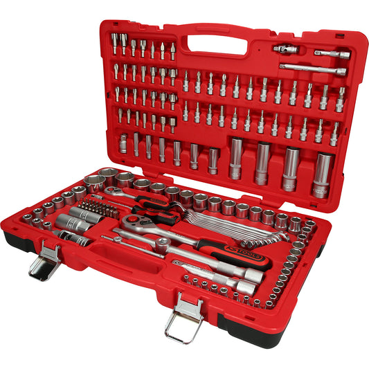 1/4'' + 1/2'' box spanner set, 151 parts, reversible.