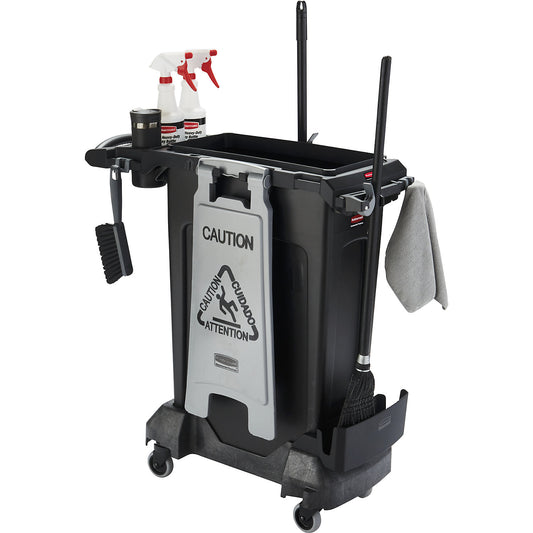 SLIM JIM® rim caddy set cleaning trolley, LxWxH 870 x 359 x 908 mm, black.